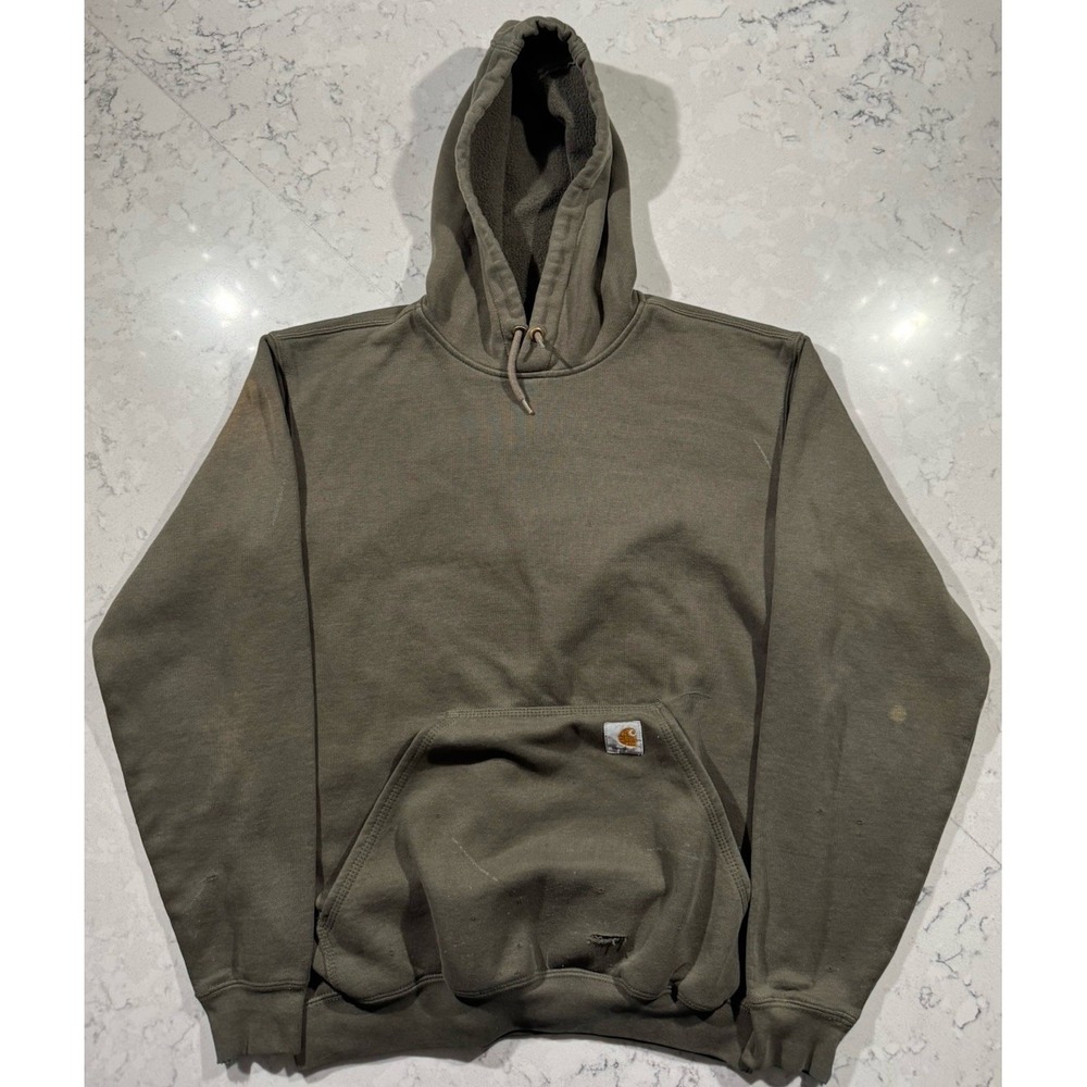 Carhartt‎ Hoodie Mens Small Green Fleece Loose Fit Sweatshirt Workwear Pullover